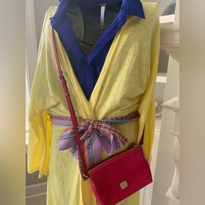 Pitusa brand Yellow with multicolored cloth belt.